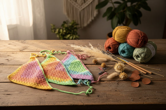 Handmade crochet bandana from the crocheted wearable collection, crafted in France with love.