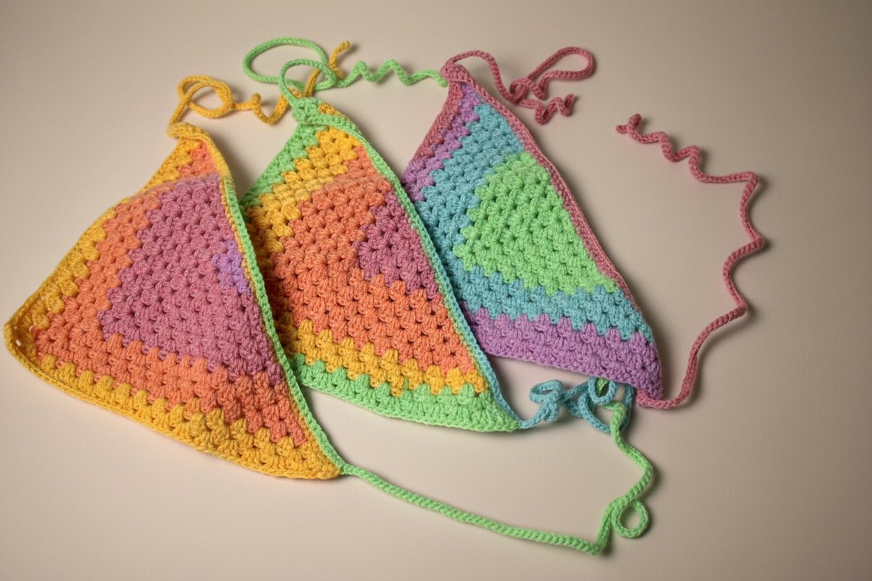Handmade crochet bandana from the crocheted wearable collection, crafted in France with love.