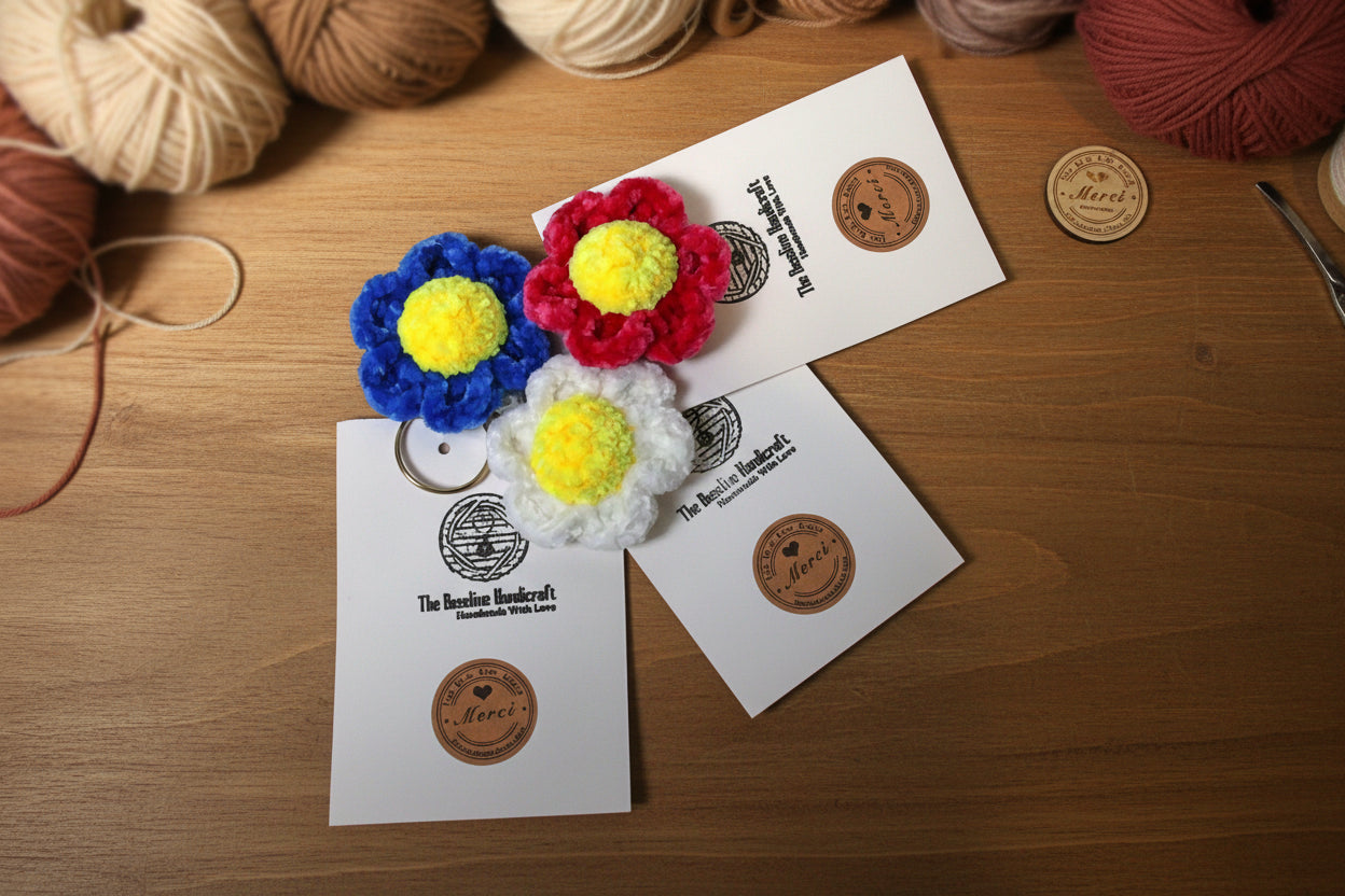 Daisy Keychains - Handmade Crochet Accessory