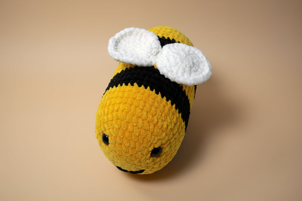 Handmade crochet bee from the amigurumi collection of the baseline handicraft, crafted in France with love. 