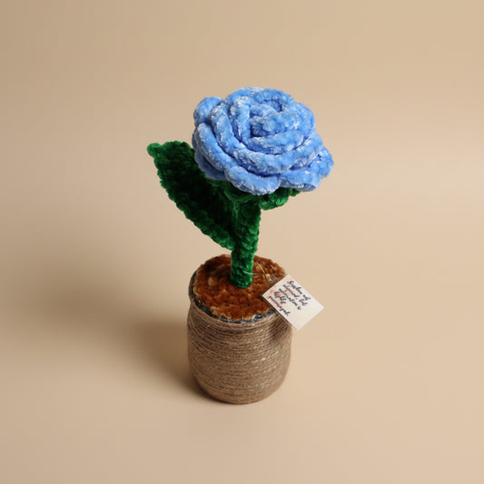 Handmade crochet rose from the crocheted flower collection, crafted in France.