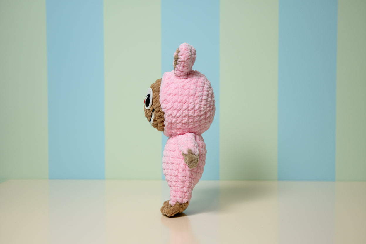 Handmade crochet labubu from the amigurumi collection of the baseline handicraft, crafted in France with love. 