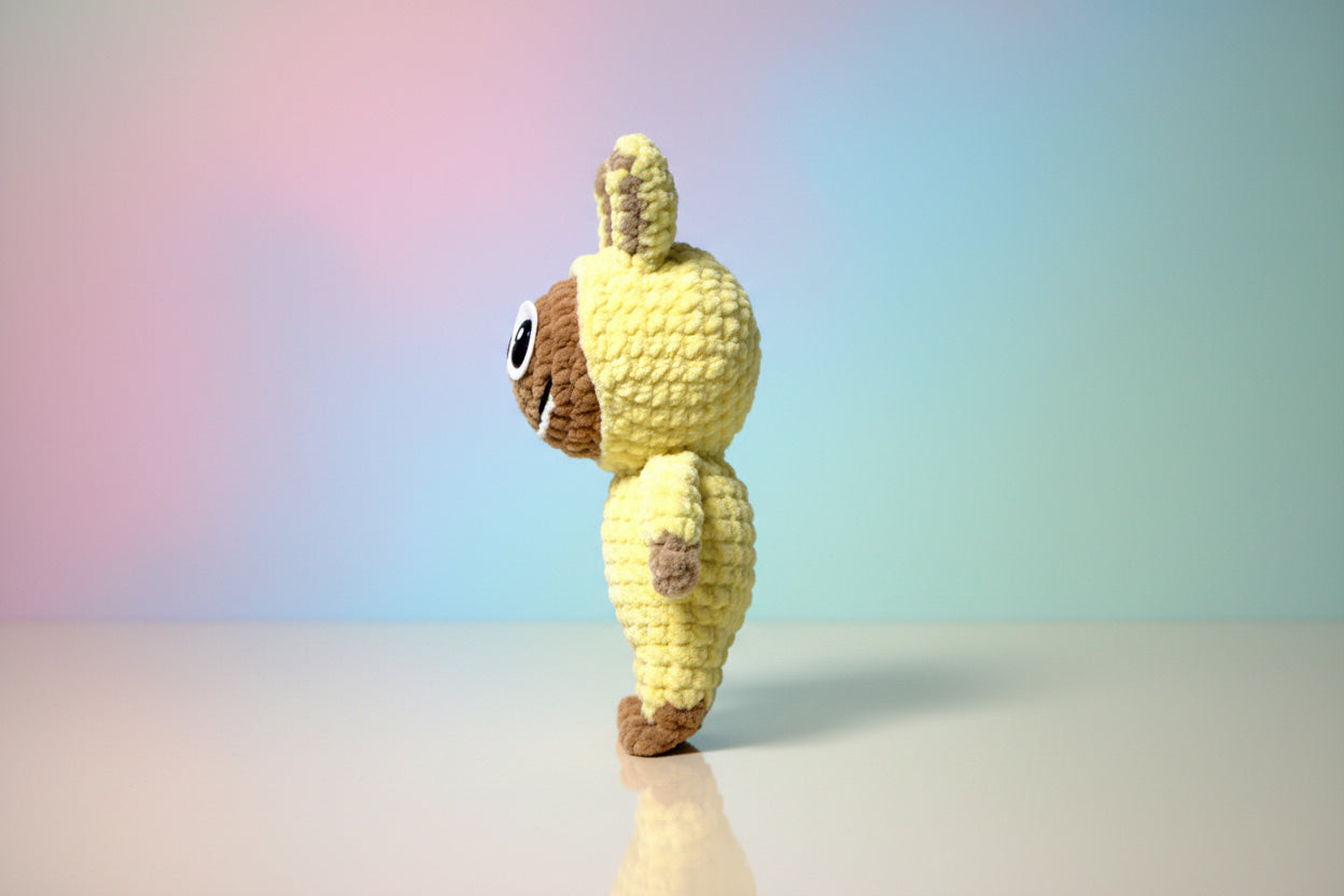 Handmade crochet labubu from the amigurumi collection of the baseline handicraft, crafted in France with love. 