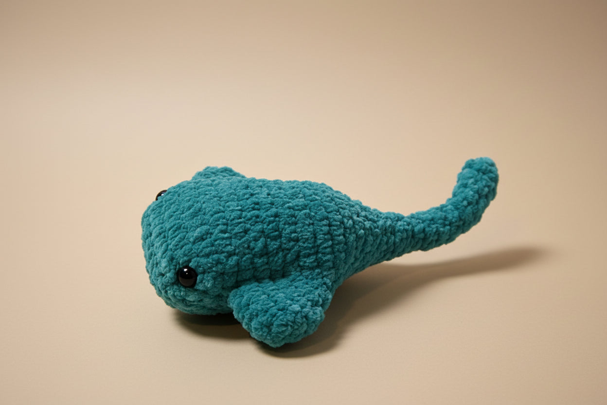Handmade crochet long tail stingray from the amigurumi collection of the baseline handicraft, crafted in France with love. 