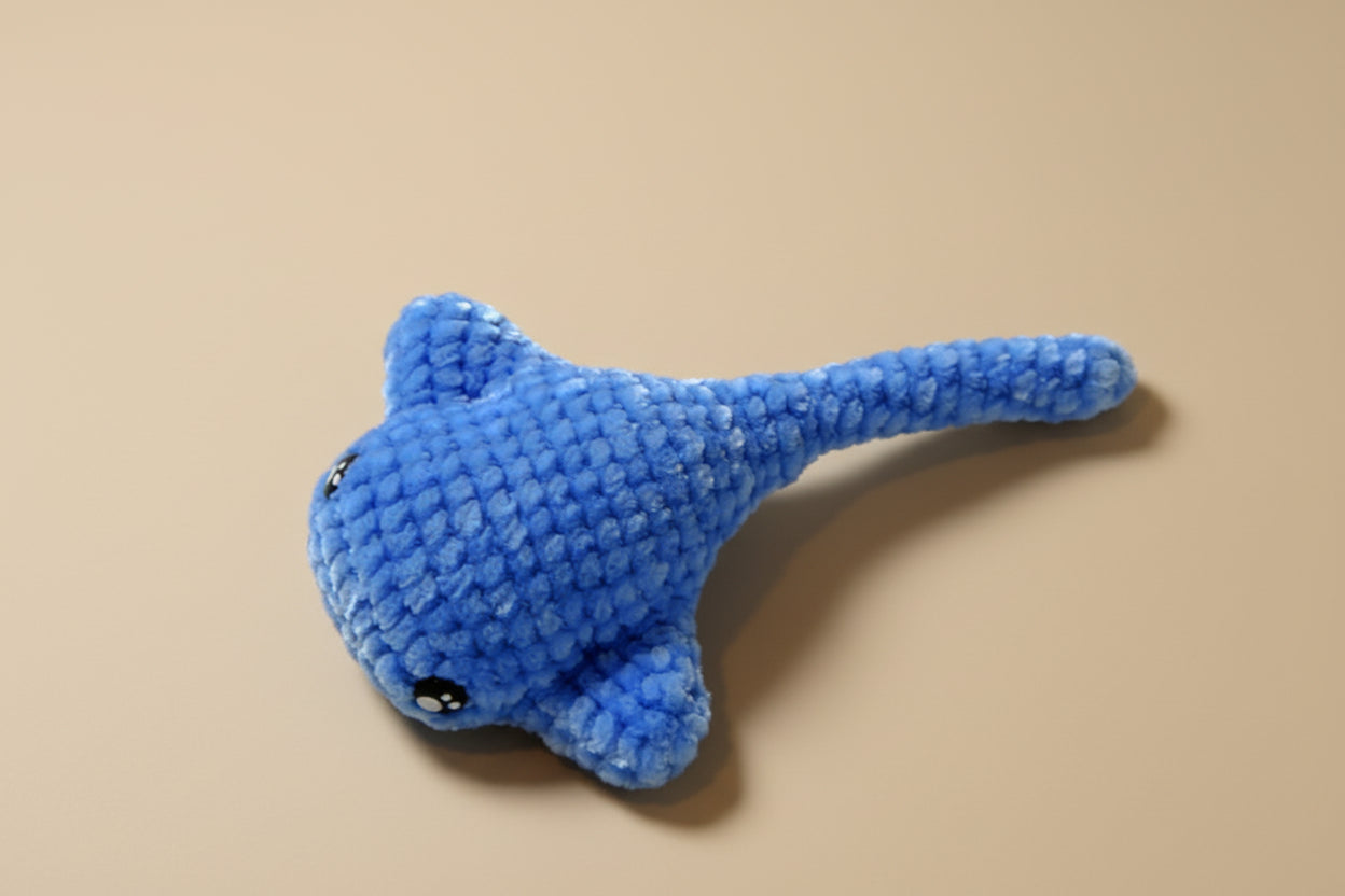 Handmade crochet mini long tail stingray from the amigurumi marine life collection of the baseline handicraft, crafted in France with love. 