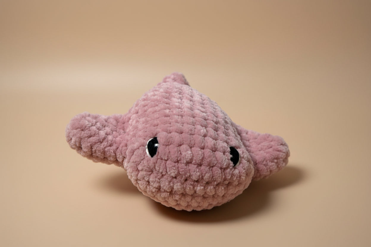 Handmade crochet mini short tail stingray from the amigurumi marine life collection of the baseline handicraft, crafted in France with love. 
