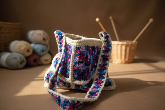 Handmade crochet mini bag purse from the wearables bag collection of the baseline handicraft, crafted in France with love. 