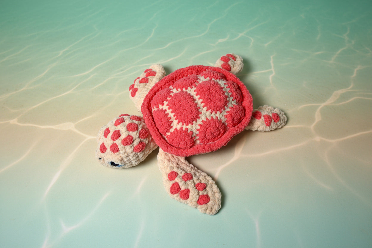Handmade crochet olivia the turtle from the marine life collection of the baseline handicraft, crafted in France. 