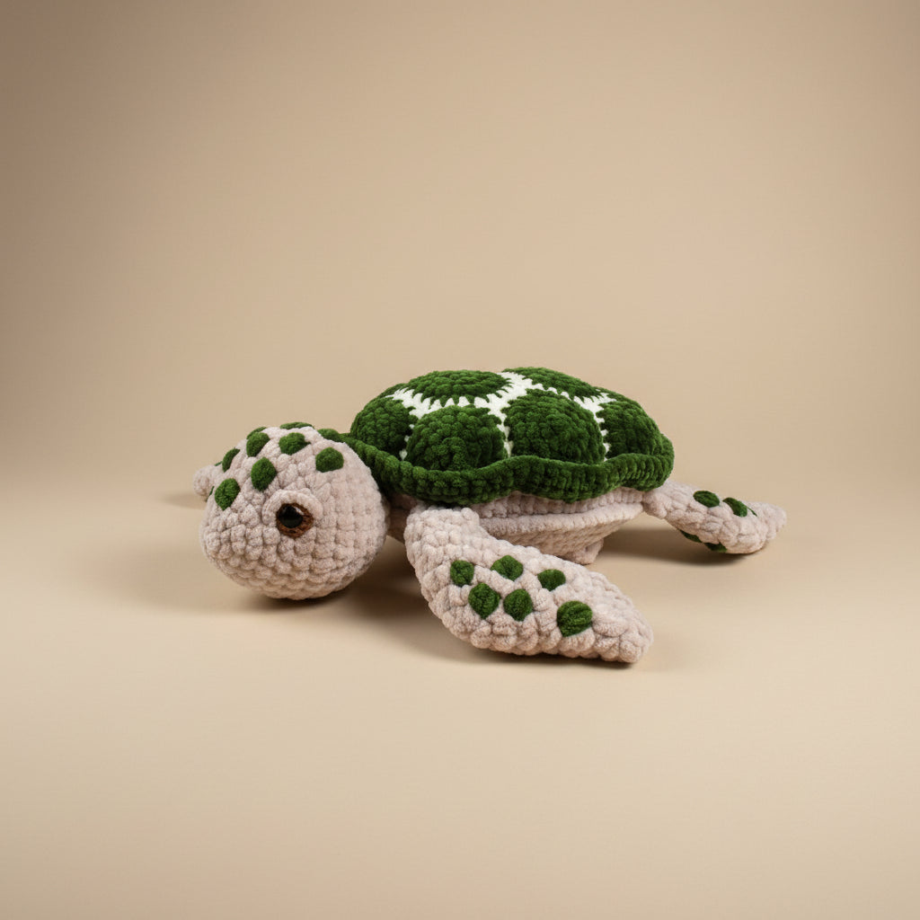 Handmade crochet turtle from the ocean marine life collection, crafted in France and made with love.