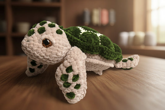 Handmade crochet turtle from the ocean marine life collection, crafted in France and made with love.