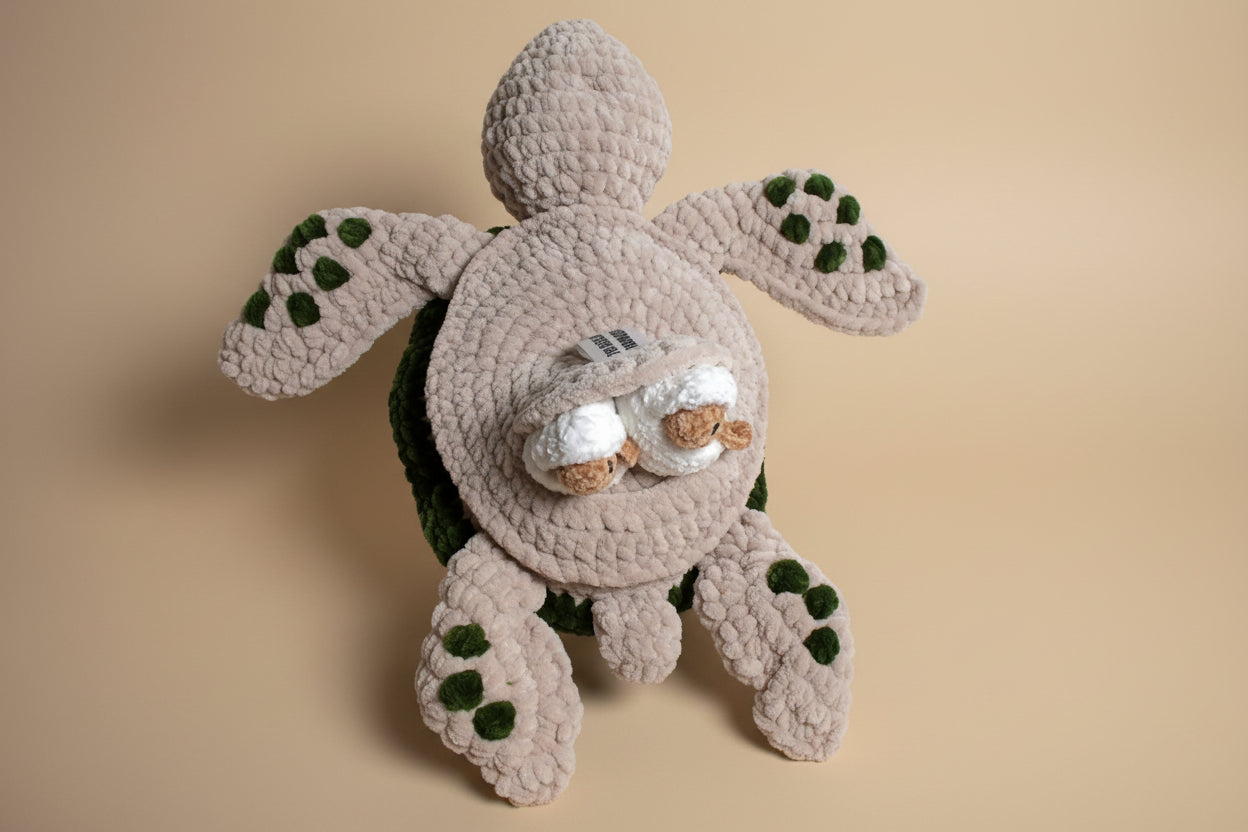 Handmade crochet turtle from the ocean marine life collection, crafted in France and made with love.