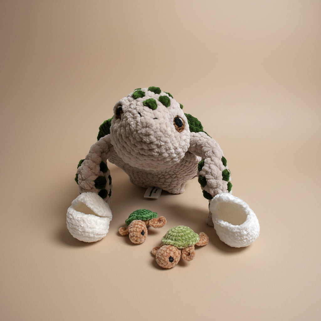 Handmade crochet turtle from the ocean marine life collection, crafted in France and made with love.