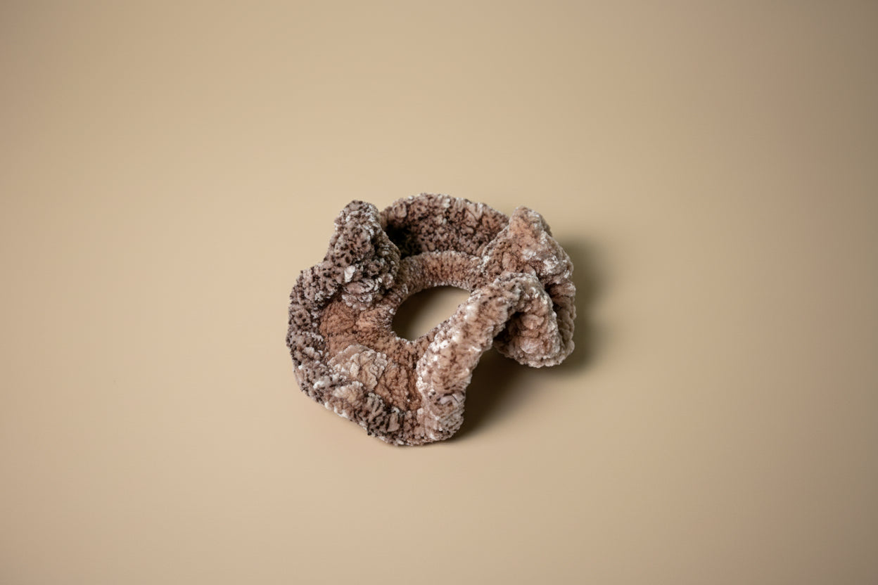 Handmade crochet hair scrunchies from the crocheted wearables collection, crafted in France with love. 