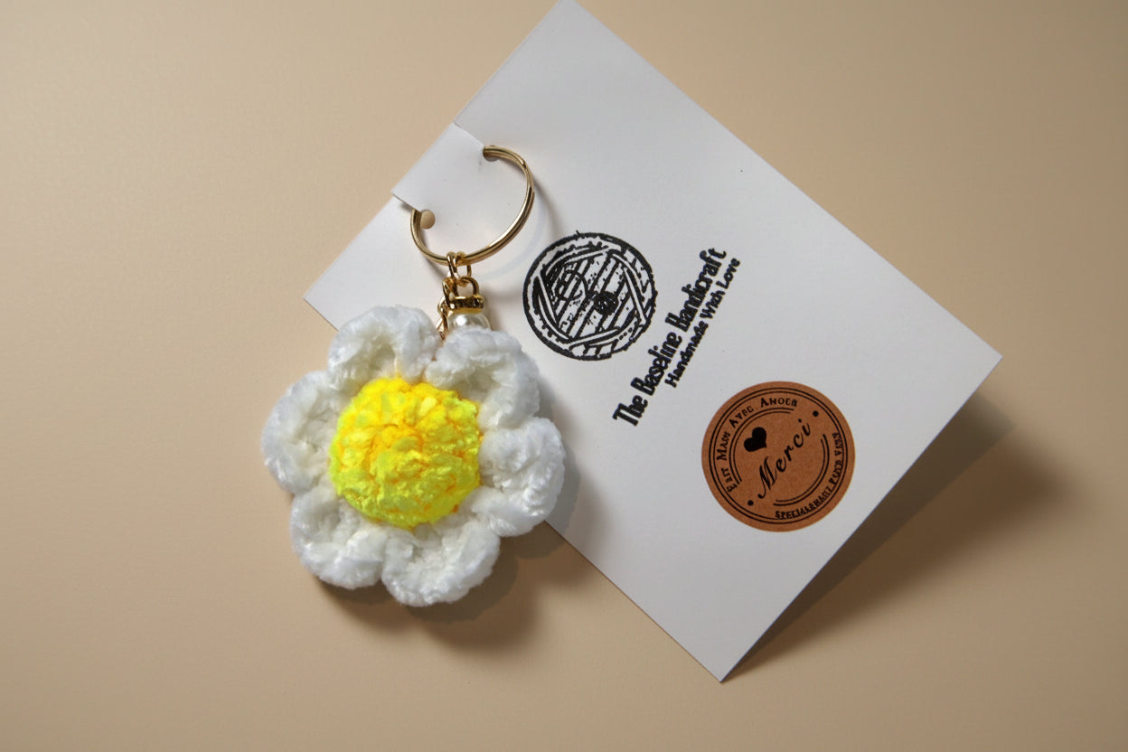 Daisy Keychains - Handmade Crochet Accessory