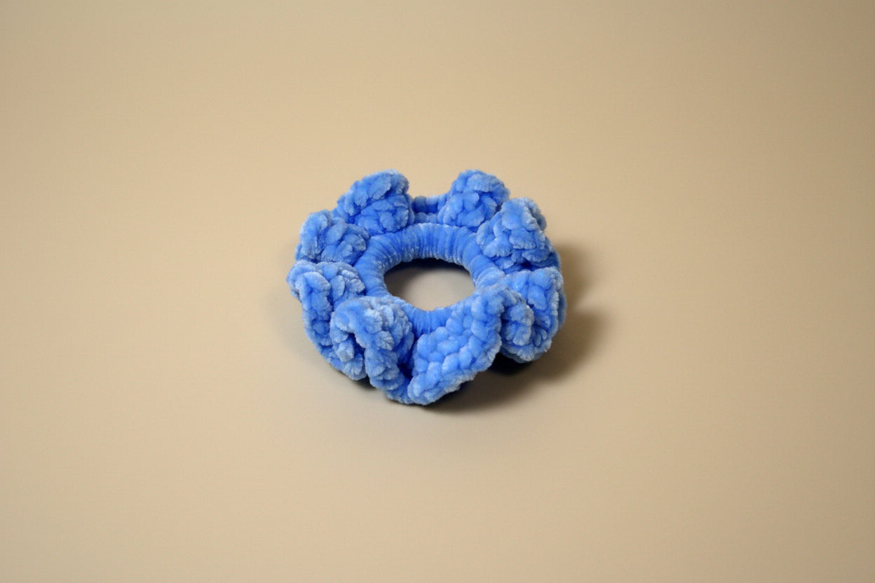 Handmade hair scrunchies from the crocheted wearables collection, crafted in France with love. 