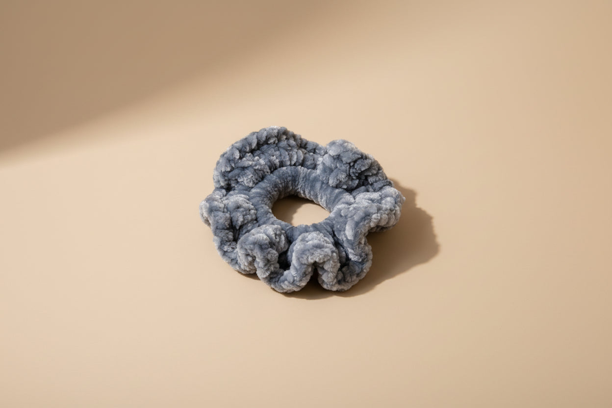 Handmade hair scrunchies from the crocheted wearables collection, crafted in France with love. 