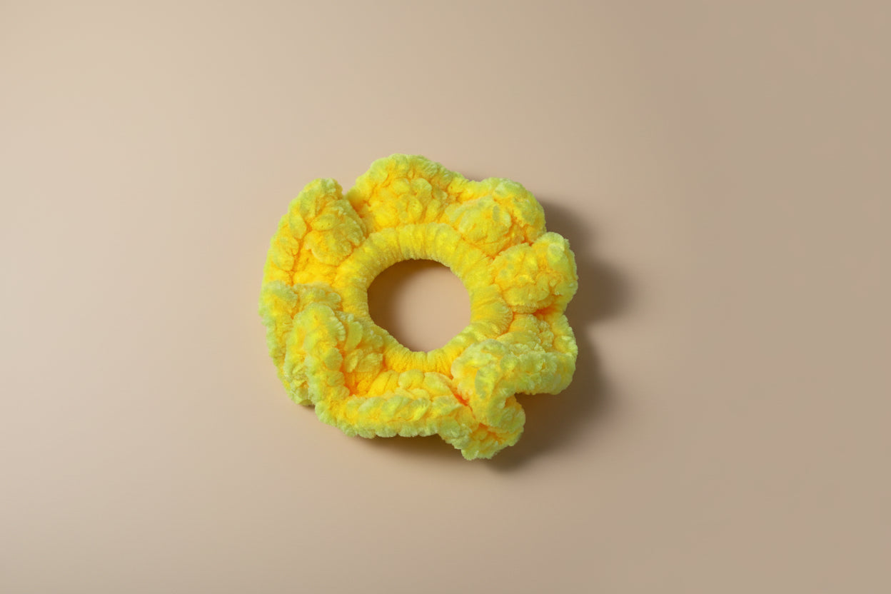 Handmade hair scrunchies from the crocheted wearables collection, crafted in France with love. 